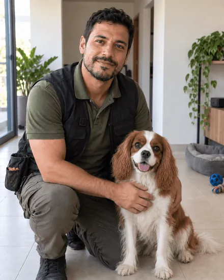Foto do autor com seu cão
